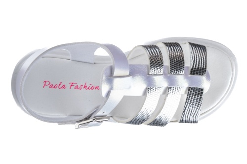 Босоножки Paola для девочки, серебряные фото 4